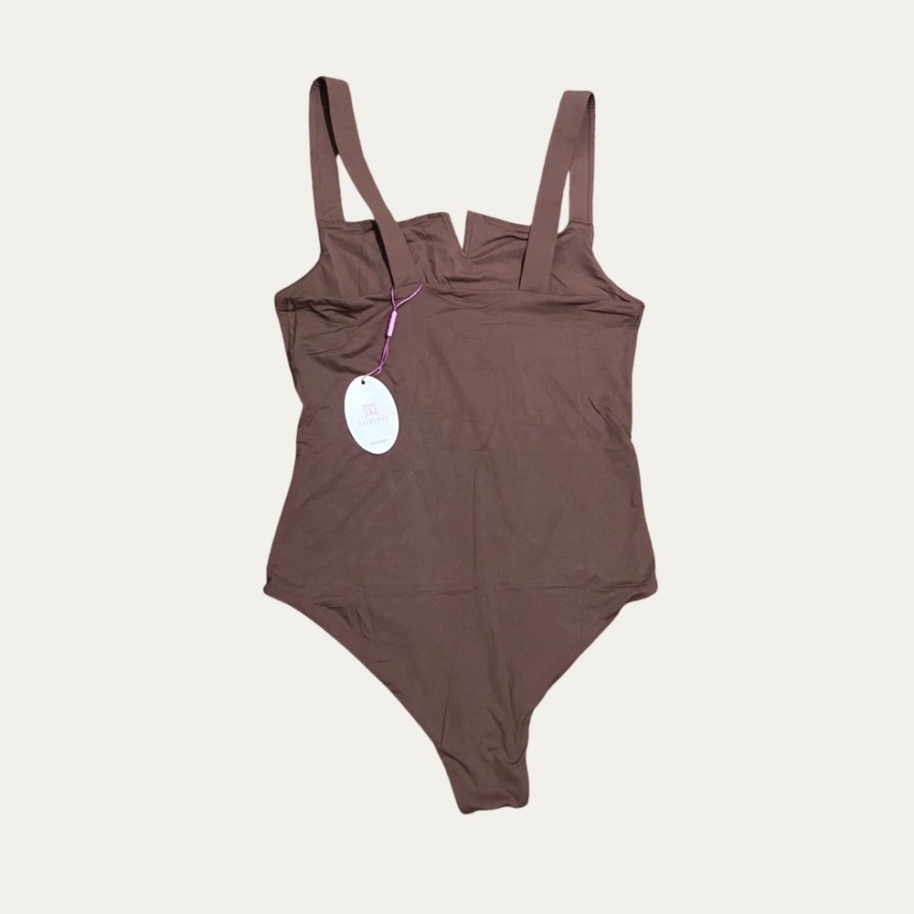 Avidlove Mocha Brown Square Neck Teddy Bodysuit Wide Strap Medium NWT Chic - Picture 4 of 8